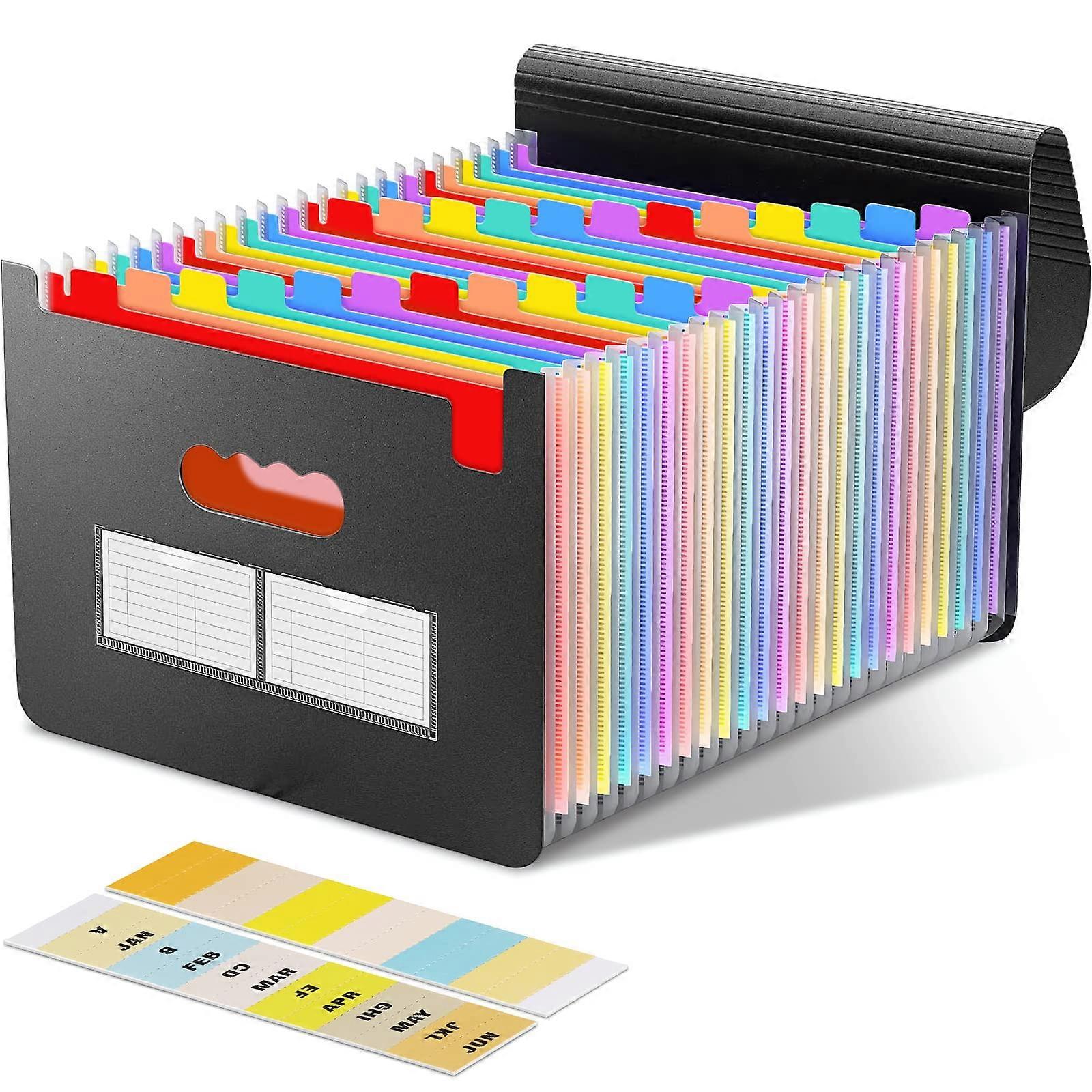 A4 Expandable Document Sorter, Gusseted Sorter Storage Binder 24 Compartments with Lid
