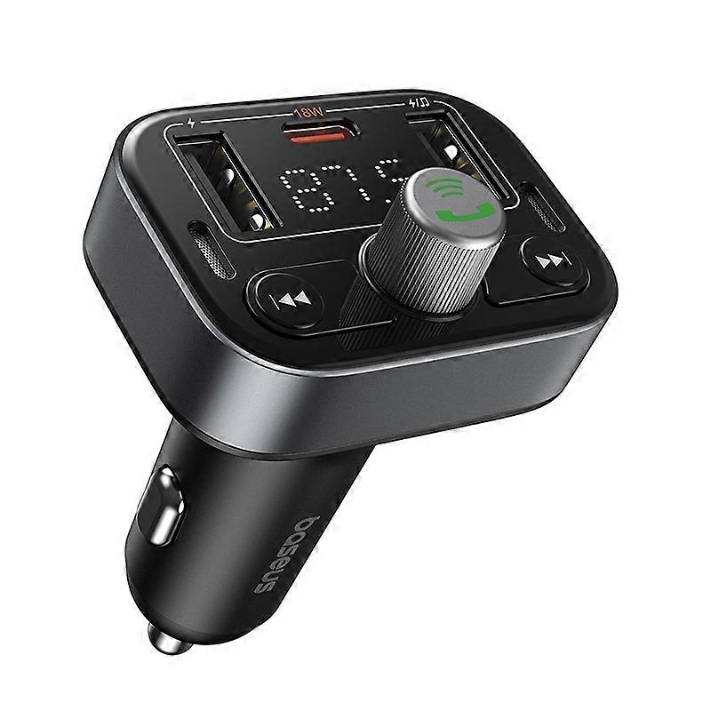 BASEUS S-09 Pro Bluetooth-compatible Hands-free Call Music Player Dual USB Type-C Car Charger FM Tra