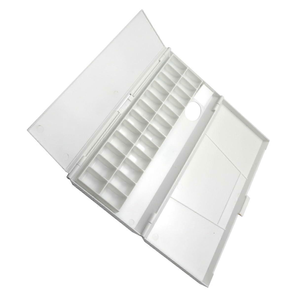 Box Palette For Artists White Plastic Empty Watercolour Box With Miniature Gold Bowls, Airbrush Holder