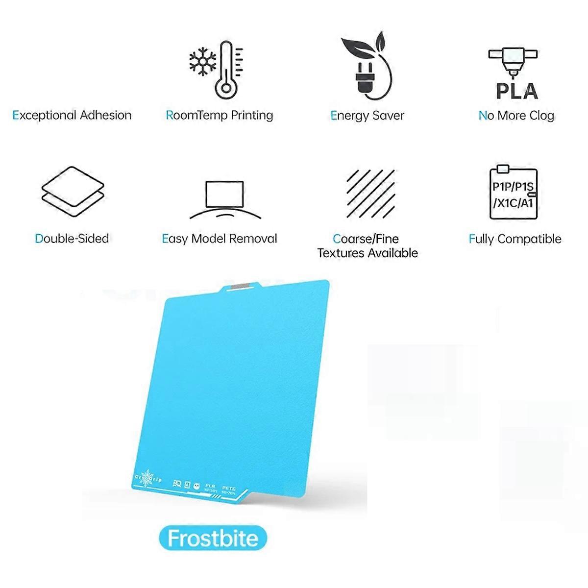 2Pcs Panda Build Plate CryoGrip Pro Frostbite No Clog Spring Steel Double-Sided Textured for P1 X1 A1 3D Printer