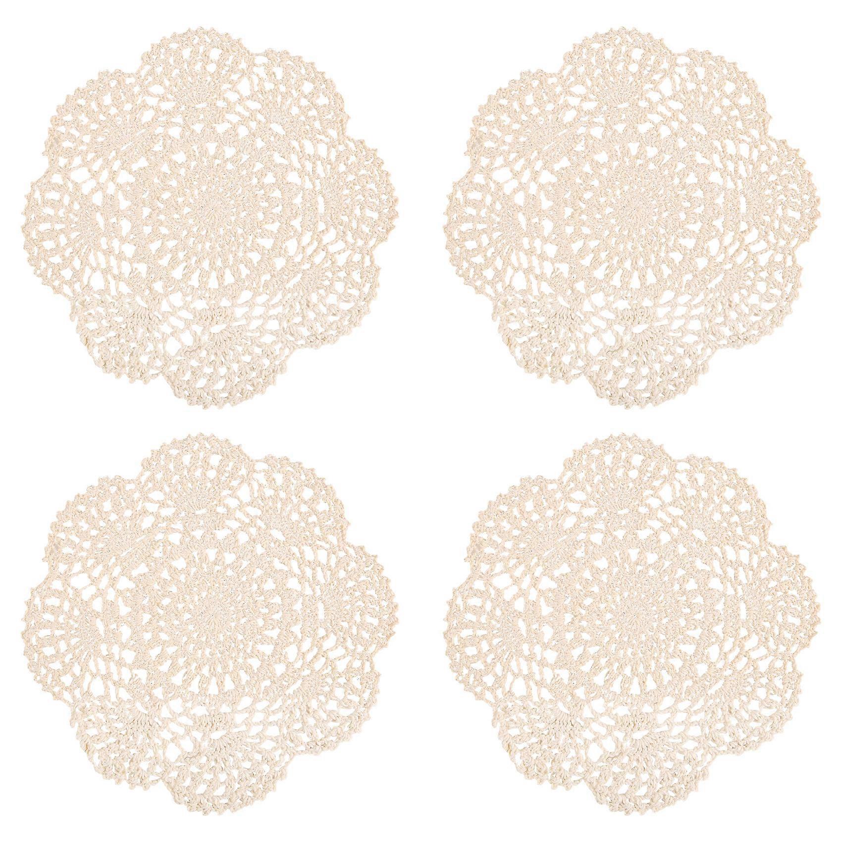 4DBS 8,6 hüvelykes Doilies horgolt kerek csipke Doily kézzel készített tányéralátétek pamut horgolt alátétek (bézs)