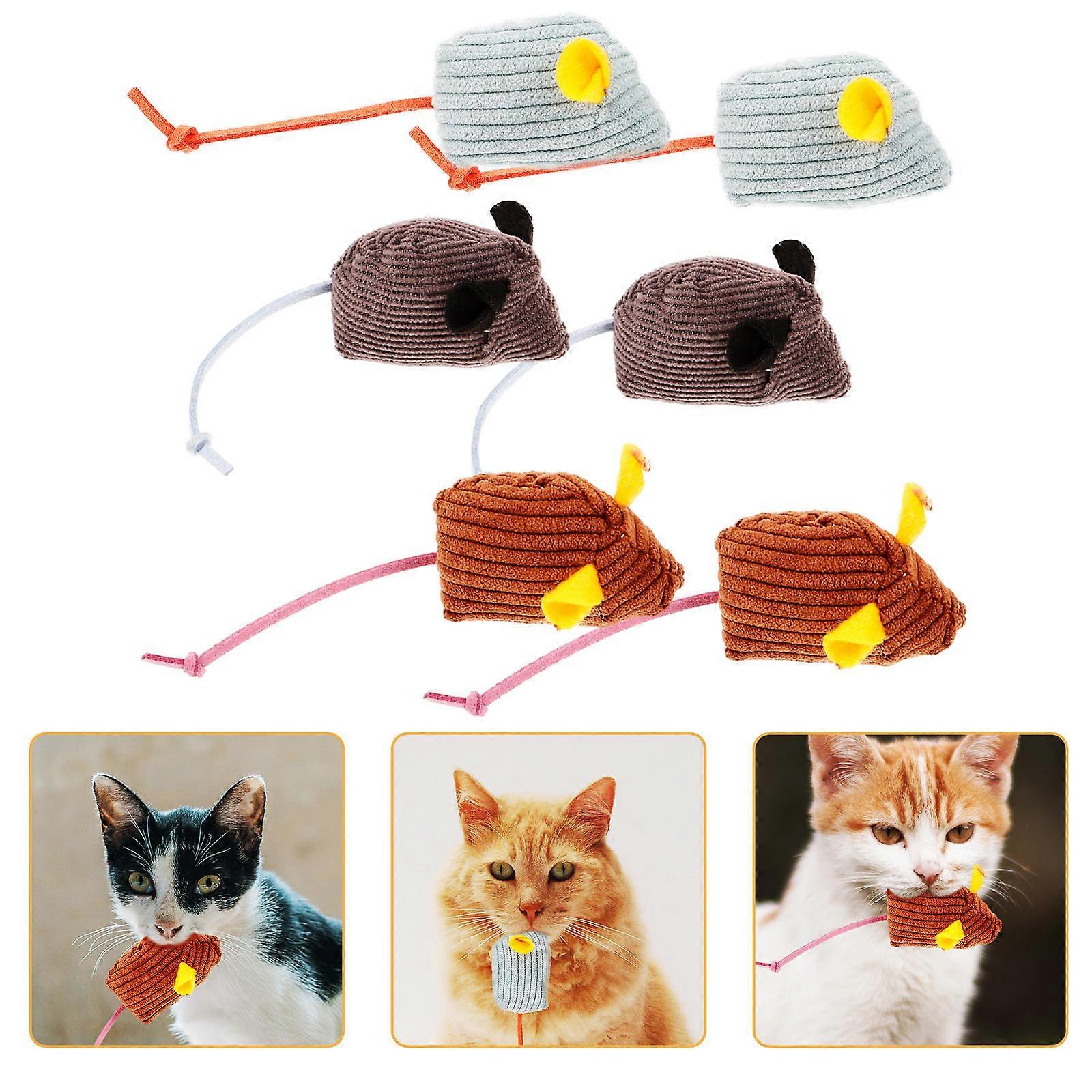 6pcs Soft Catnip Plush Mice for Kittens – Durable Striped Toys for Interactive Play, Training & Entertainment