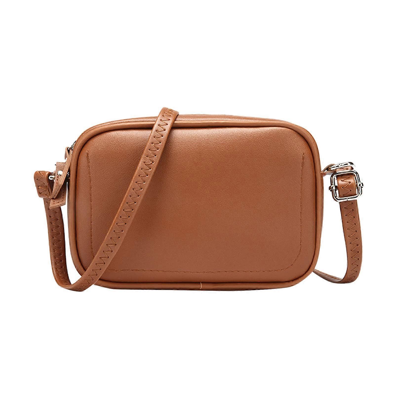 Women's messenger bag, fashionable, simple, solid color, lightweight, comfortable, shoulder strap, large capacity, handbag for school, brown, one size