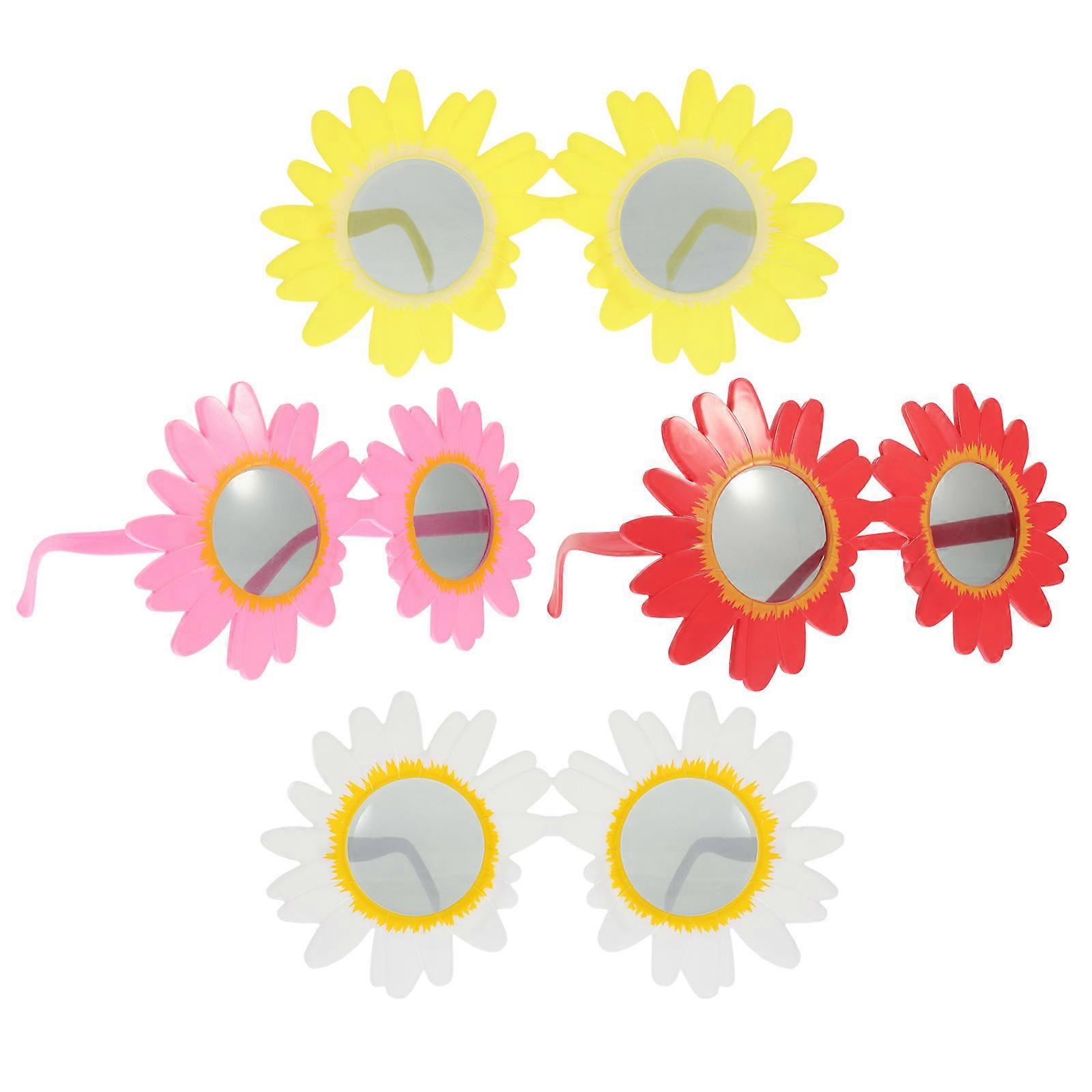 Luau Party Sunglasses Novelty Party Glasses Hawaiian Eyewear Decoration For Beach Party Red 4Pcs