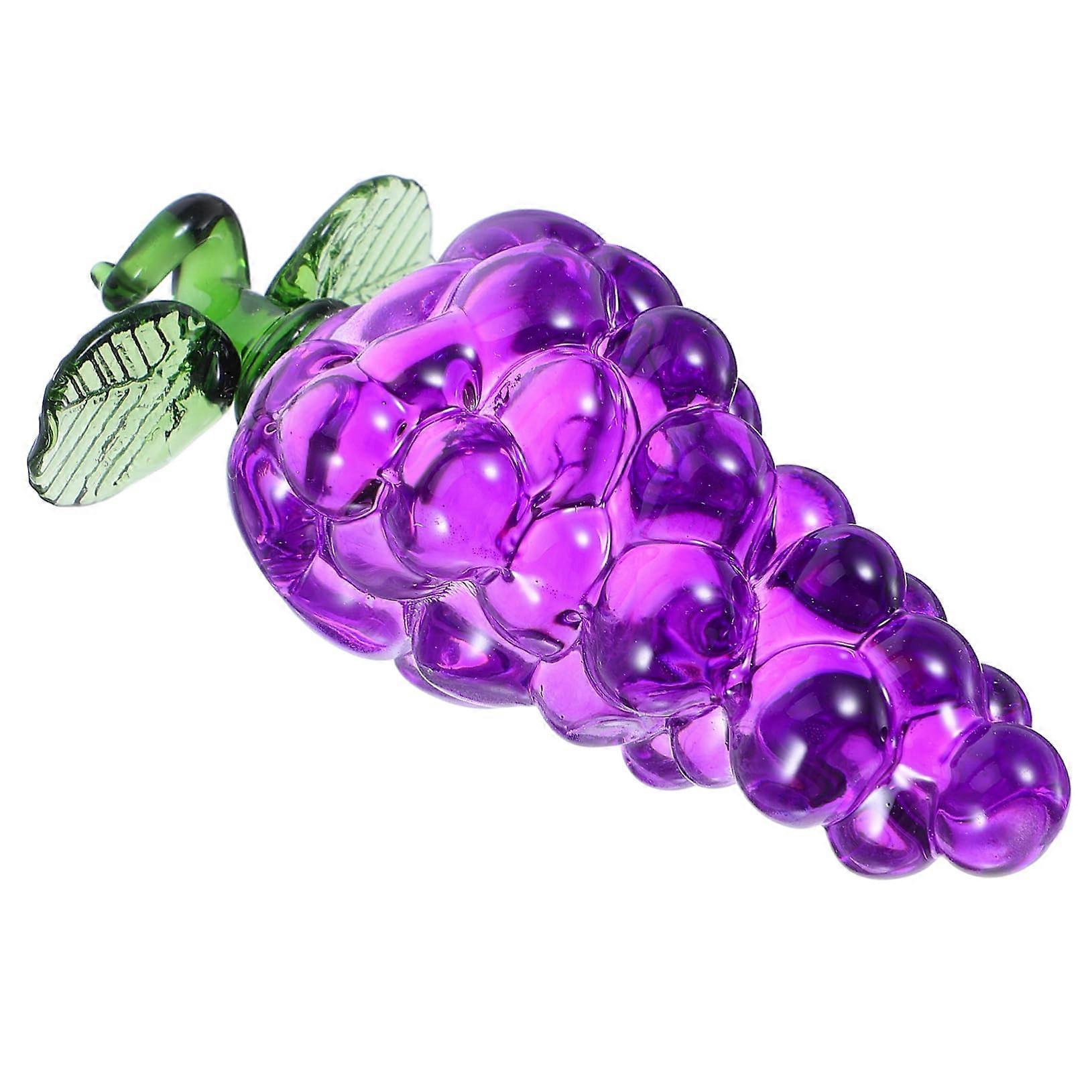 realistic purple grape figurine made of crystal, artificial fruit decor