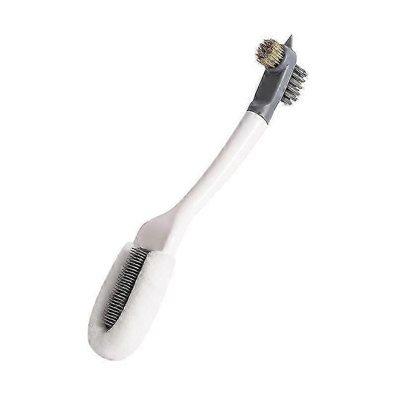 Brosse à chaussures tout-en-un, lavage de cheveux doux, petite brosse à chaussures blanche, nettoyage multifonction, longue poignée, brosse domestique, chaussure, trois têtes