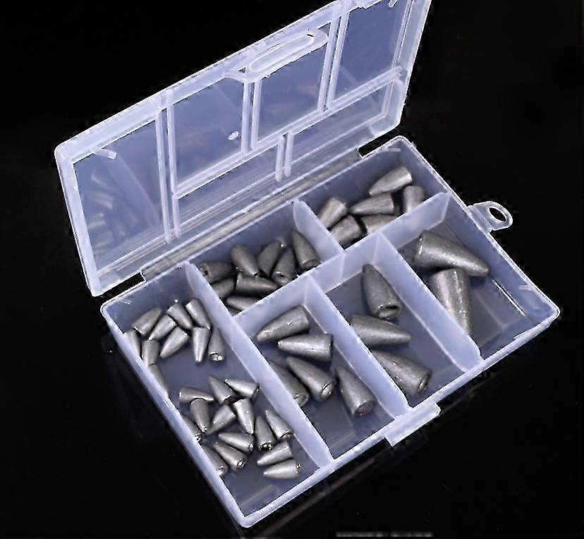 50Pcs Fishing Sinkers Weights Kit Worm Fishing Sinker Weight Bullet Lead Sinkers Set