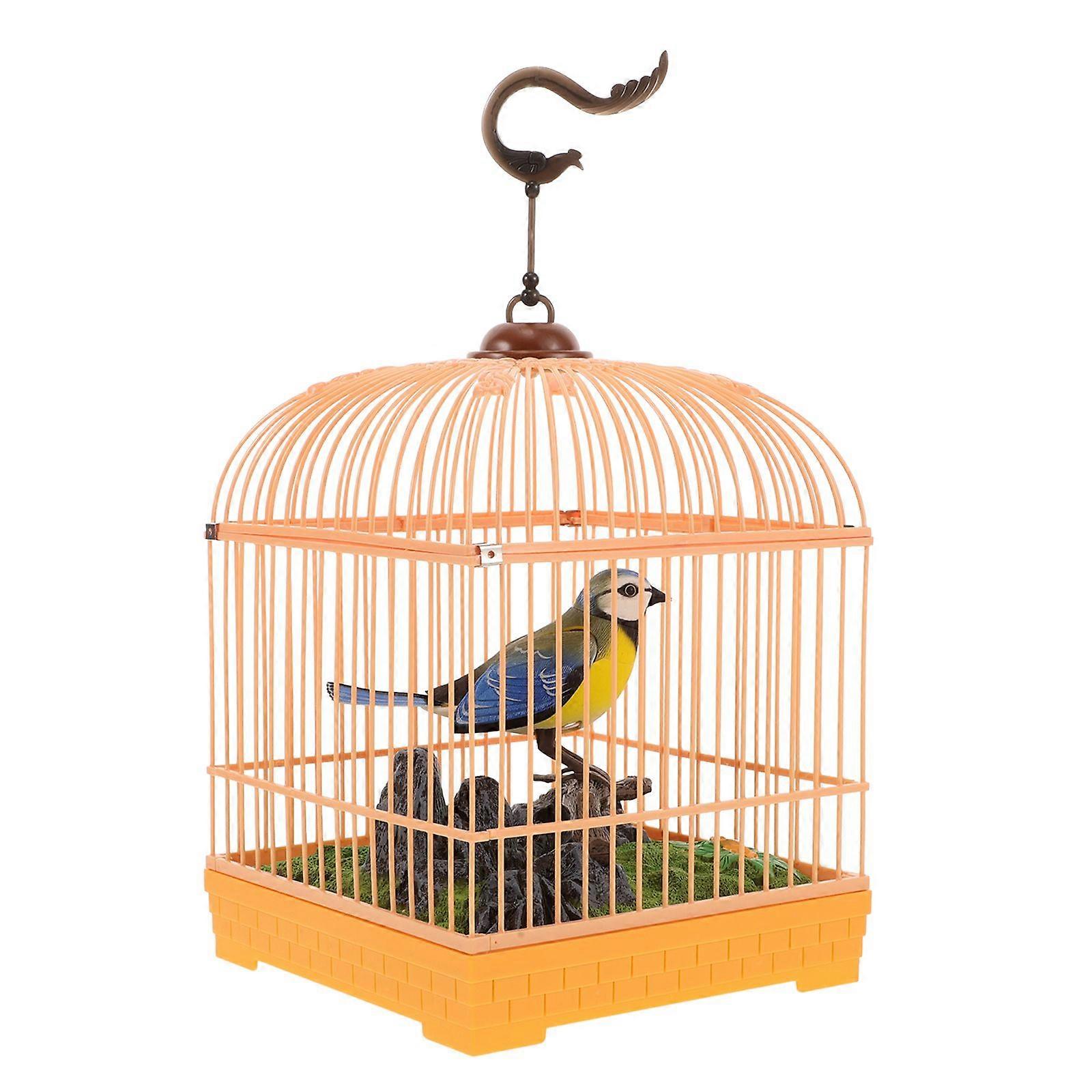 Realistic Singing Chirping Bird in Cage Realistic Sound Activated Bird Toy with Sounds and Movements Battery Operated Pet Caged Bird Toy