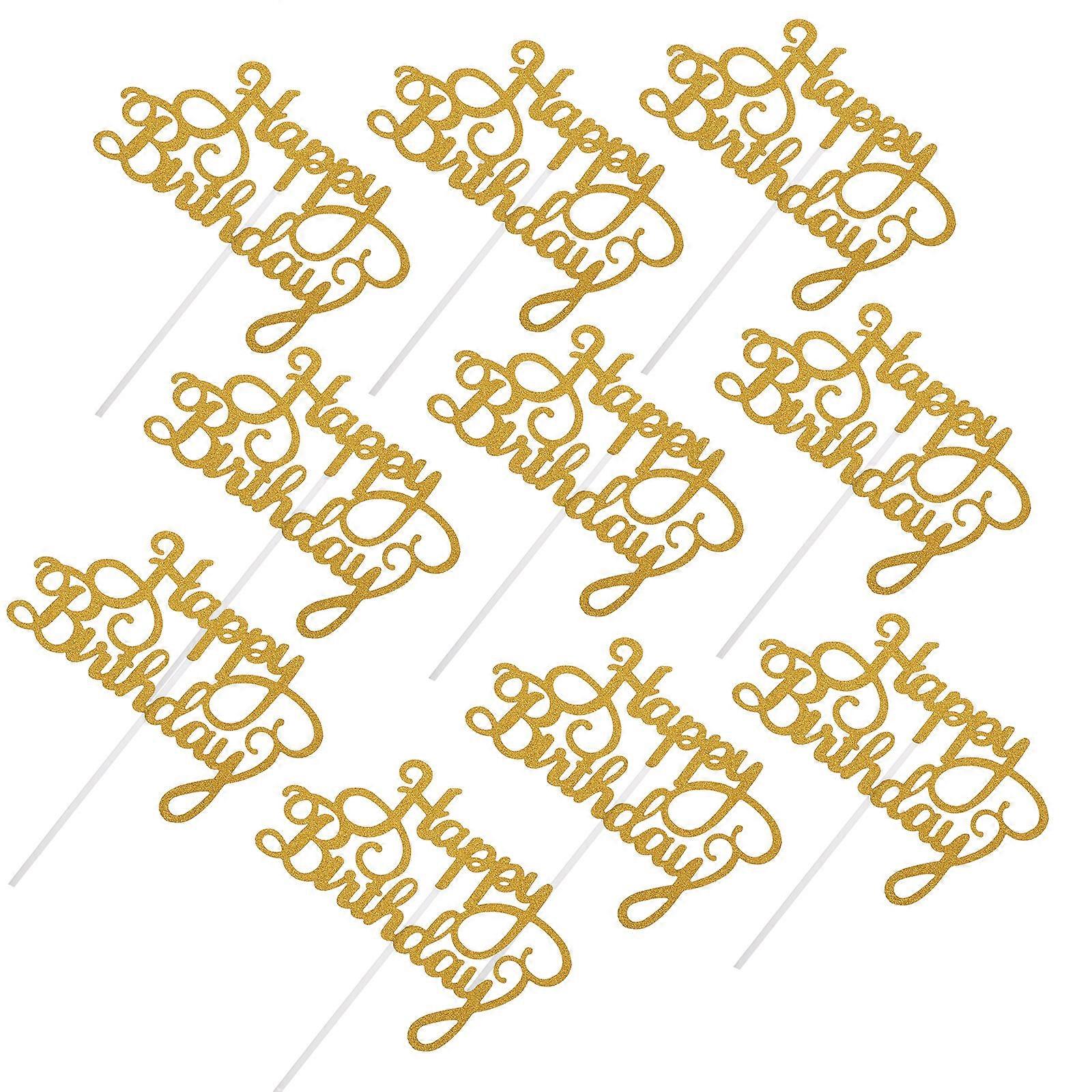 10pcs Birthday Cupcake Toppers for Cake Decorations, Dessert Ornaments for Celebrations, Parties, and Events