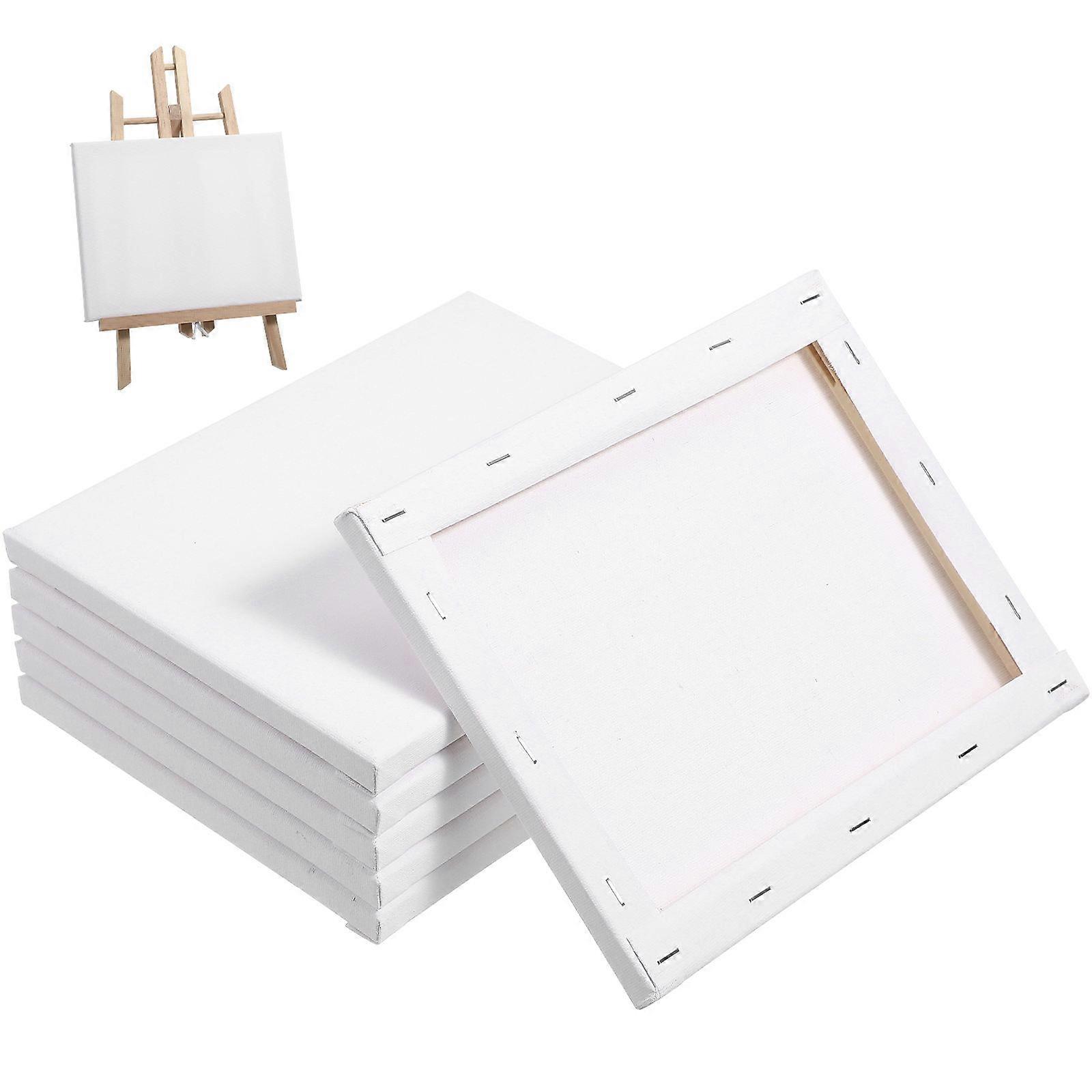 White Canvas Panels for Painting Use Wood and Fabric 6 Pieces Sturdy Construction Easy to Carry Fine Texture