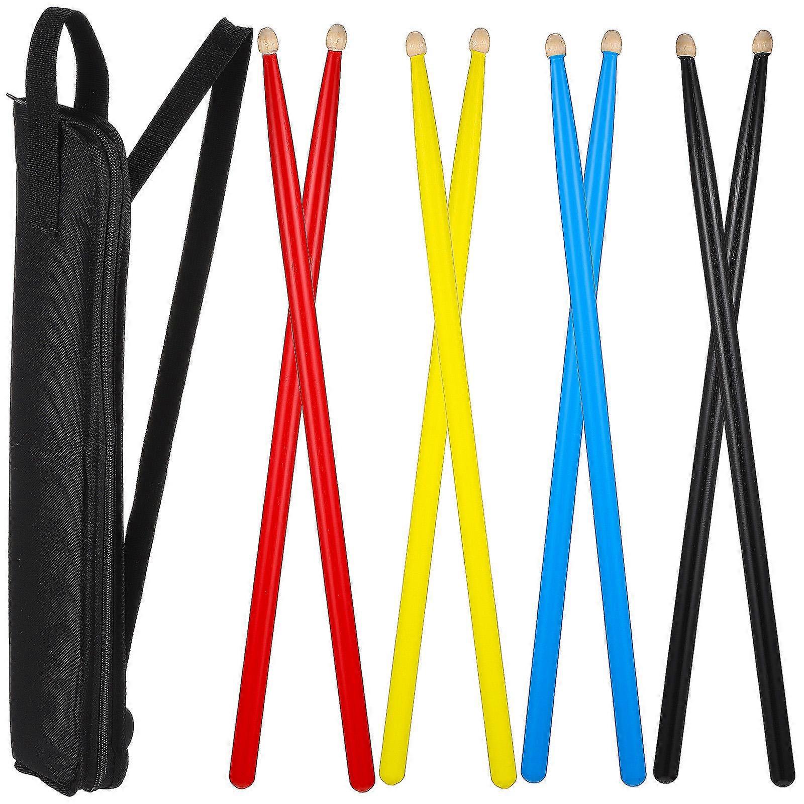 4 Pairs Maple Wood Drumsticks with Non Slip Grip, Lightweight Practice Sticks for Beginners & Professionals, Includes Storage Bag