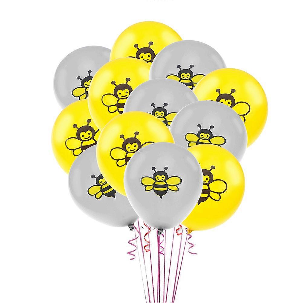 Printed Latex Balloons Bee Pattern Baby Shower Event 12 Inches Round Reusable 24Pcs