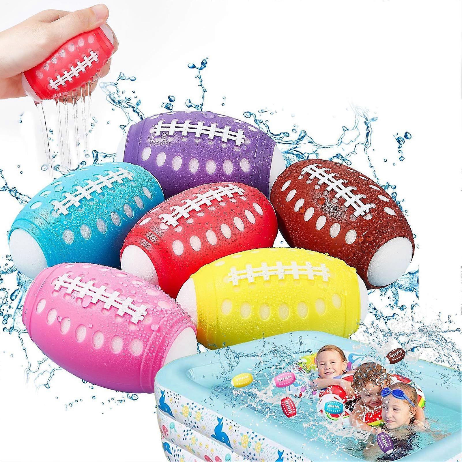 Sponge Water Ball - 6 Pack Water Balloons, 3.46x2.05 Inches, Portable Silicone for Kids & Adults Summer Pool Party Fun