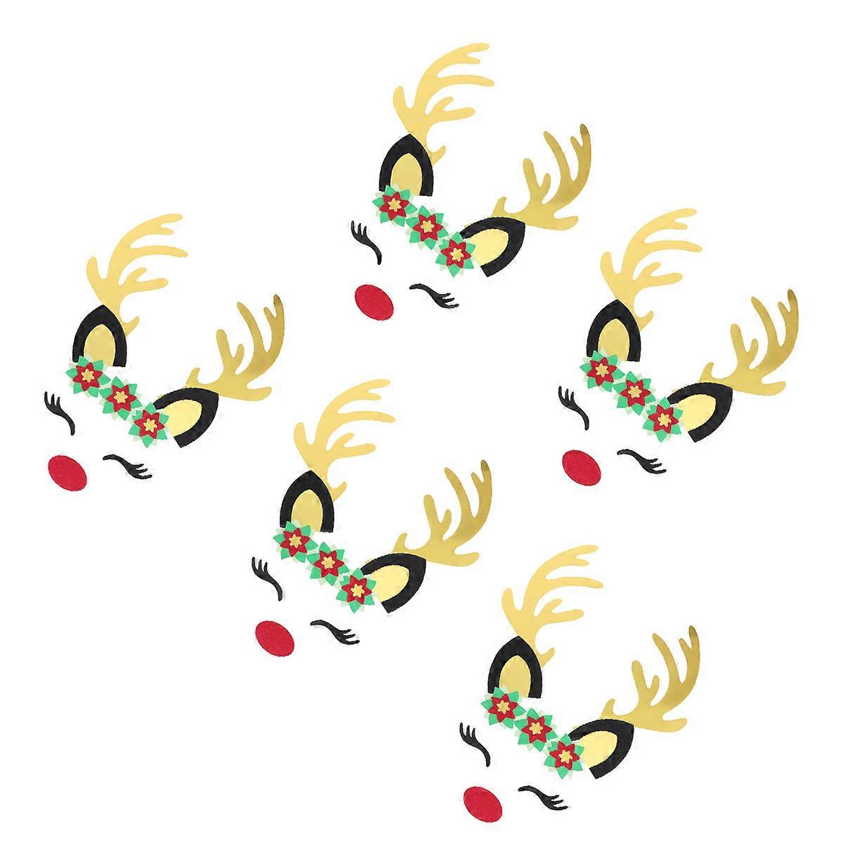 Christmas Deer Cupcake Picks for Decoration 5 Sets Assorted Color Paper Cake Decorative Topper