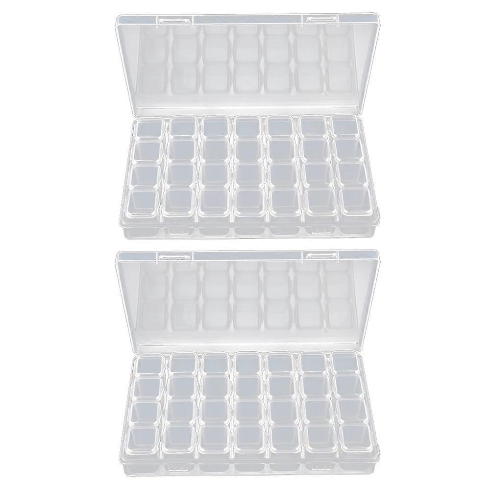 Compartments Box Nail Art Organizer for Storage 2Pcs Transparent Case Holder