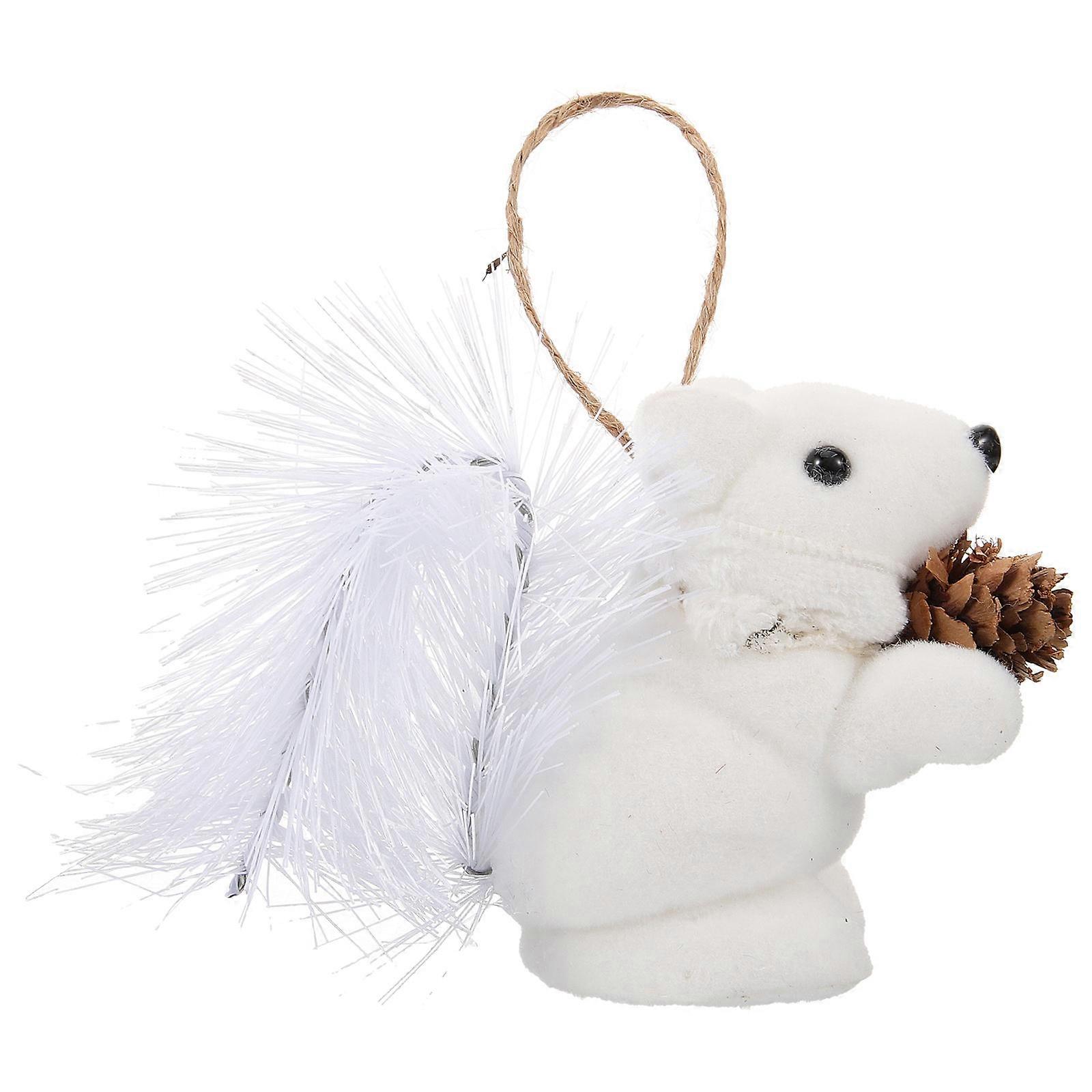 Artificial Squirrel Pendant Creative Cute Simulation Squirrel Ornaments Holiday 15.00X10.00X5.00CM White