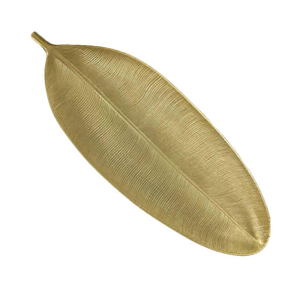 Plateau de table Plateau de cuisine Plat de rangement de collation Forme de feuille d’or 59 * 21 cm 1Set