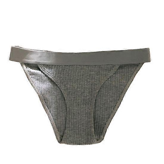 Low-rise Elastic Waistband Seamless Female Briefs Soft Solid Color Ribbed Cotton Panties