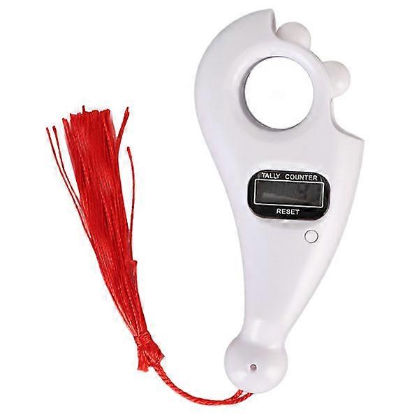 Digital Beads Counter LCD Screen Low Noise Portable Digital Buddha Beads Counter with Tassel White