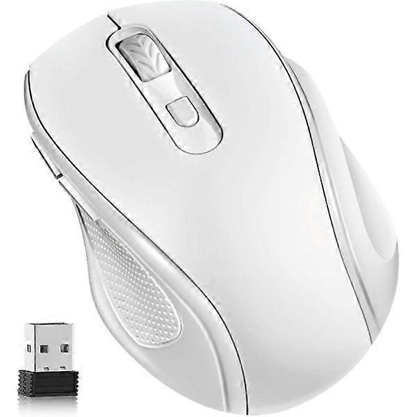 Wireless mouse, 2.4G wireless mouse portable mice with nano receiver, for laptop notebook (white)