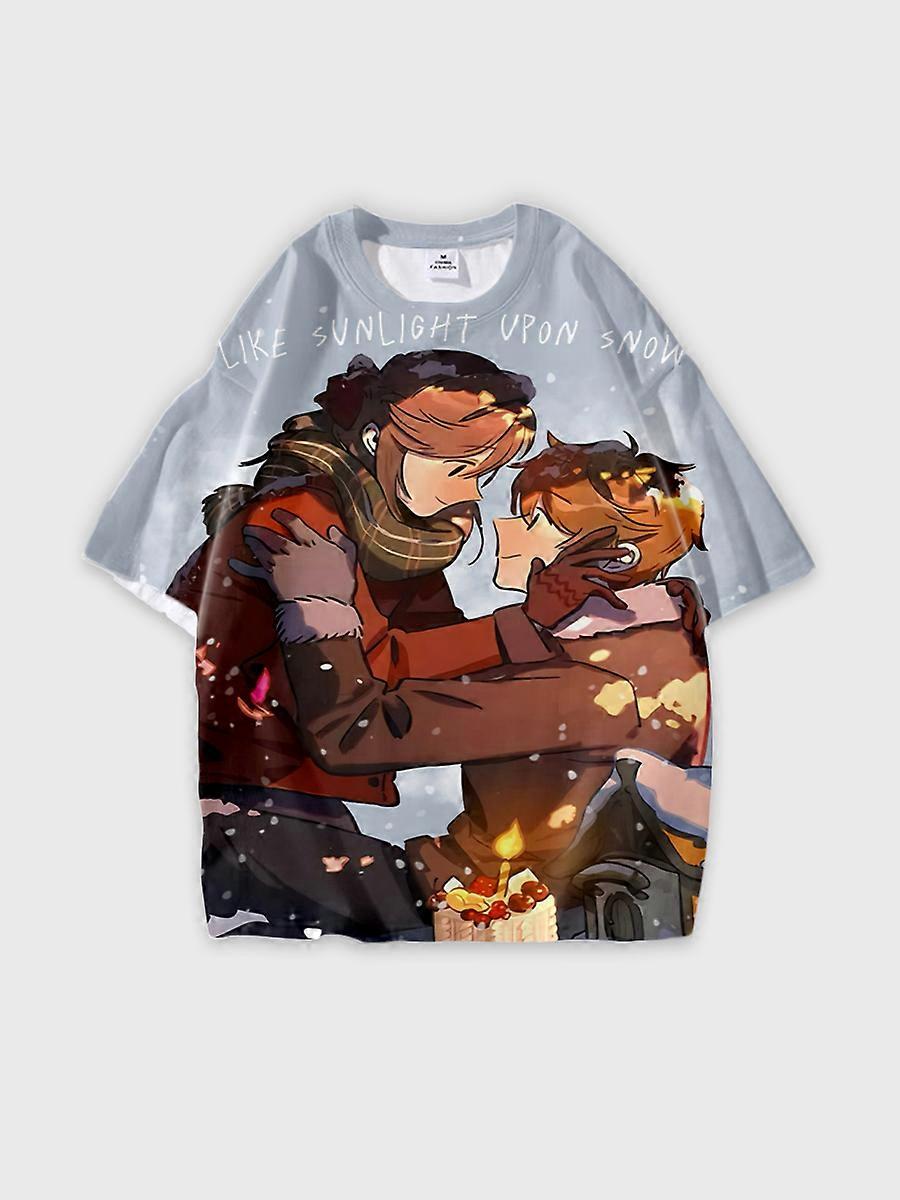 T-shirt round neck Role Pattern loose short sleeve E2254