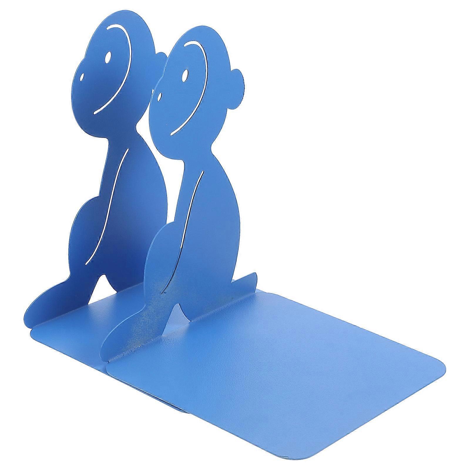 Metal Book Organizers 2Pcs With Anti-skid Function Designed For Students And Home Owners In Blue