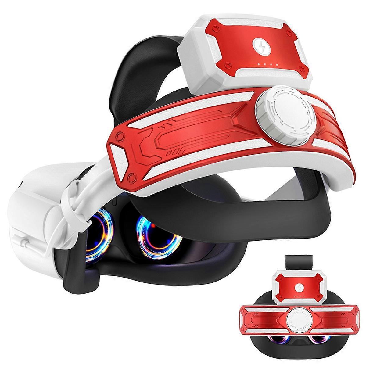 VR Head Strap with Battery for Meta/,Adjustable Elite Strap VR Power Charger Station VR Accessories Red
