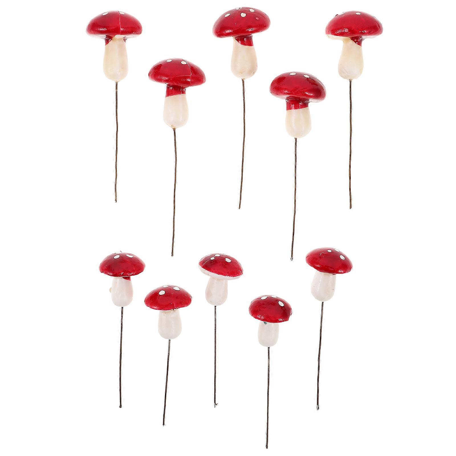 Red Foam Mushroom Mini Foam Mushroom Ornaments with 24Pcs for Bonsai Decor