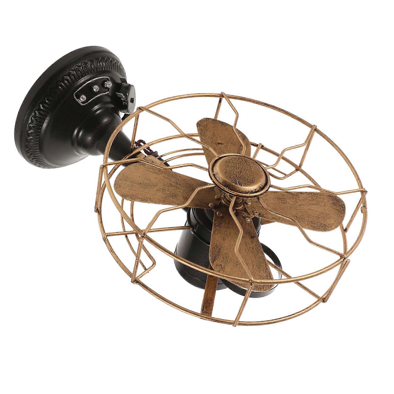 Antique Iron Vintage Fan Model Medium Retro Table Fan Ornament for Home Office Decor Desktop Sculptural Design Decoration