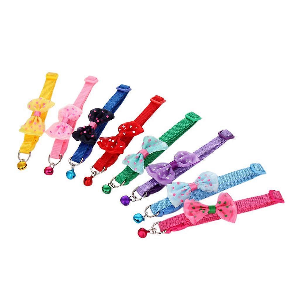 Lovely Bowknot Design Cat Collar 8Set Assorted Color Suitable For Pet Neck Ring Photography Props Adjustable
