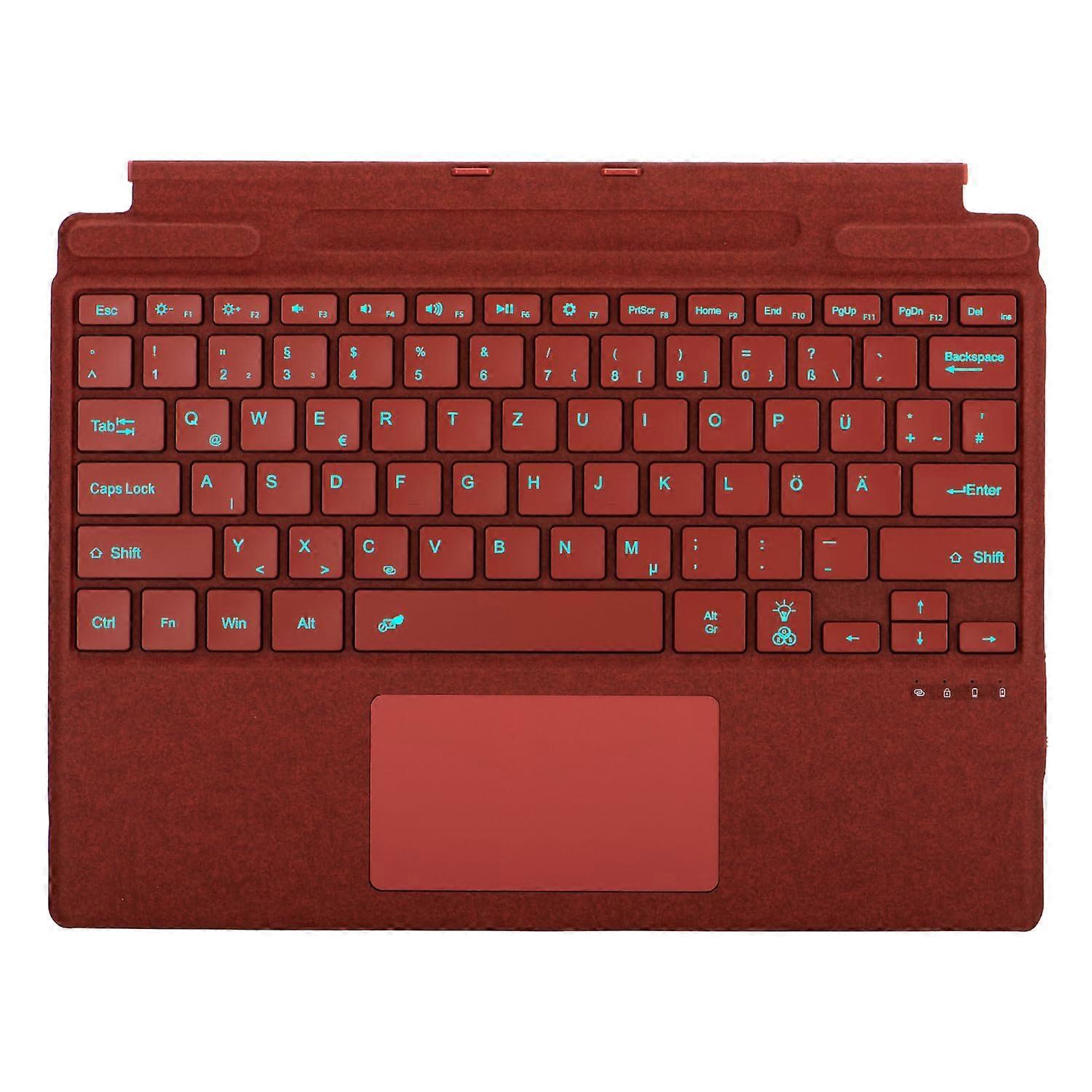 QWERTZ Keyboard for Microsoft Surface Pro 13 Inch, Bluetooth Type Cover with Trackpad, Compatible with Pro 11, Pro 10, Pro 9, Pro 8, Pro X, Poppy Red