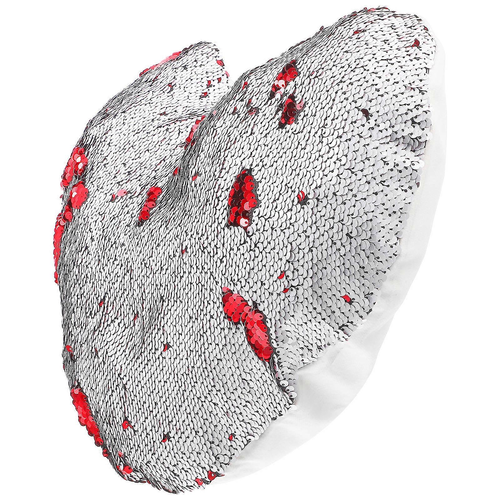 Heart Shaped Pillowcase Decorative Throw Pillow Cover for Home Use Silver