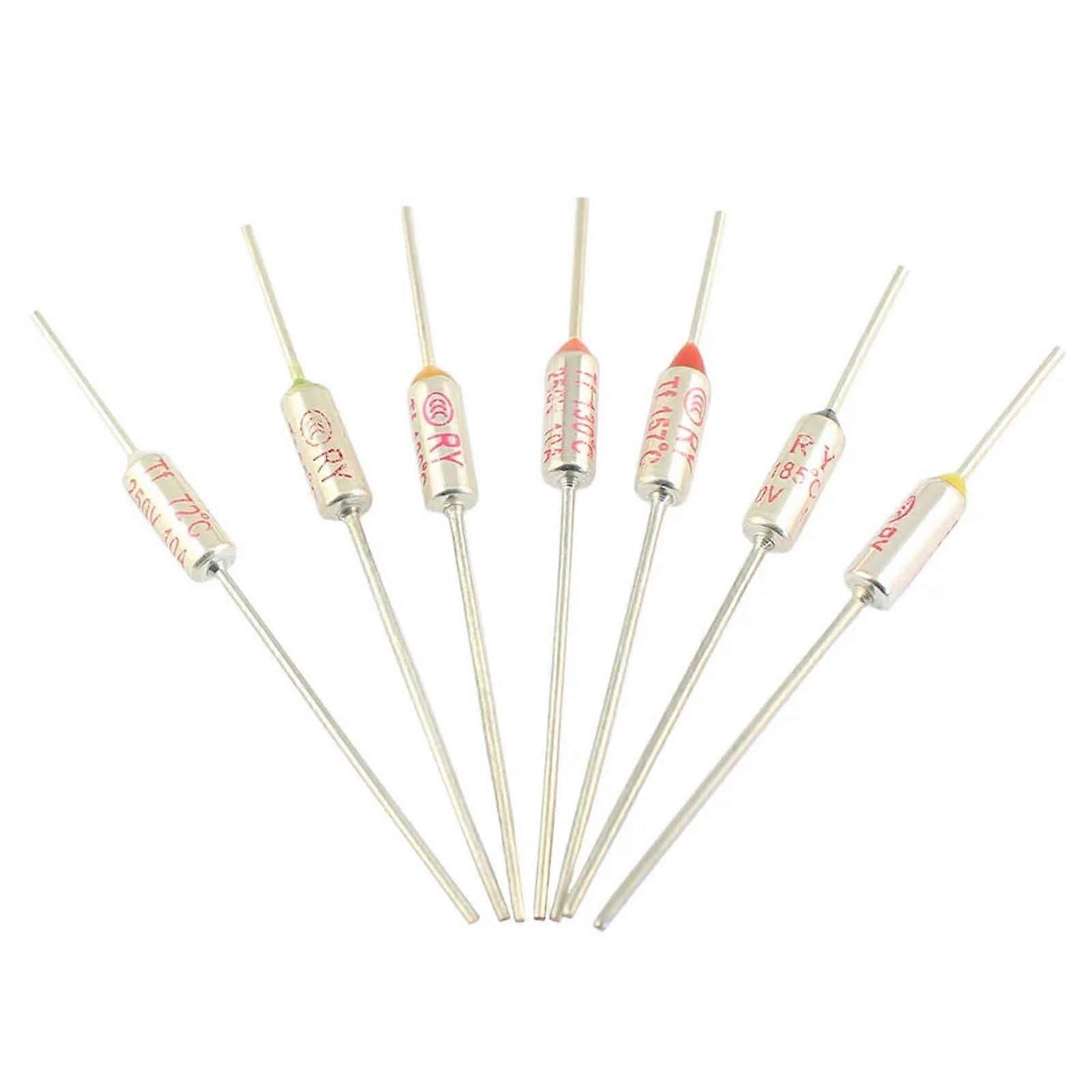 RY Thermal Fuse Temperature Axial Lead TF 72C 85C 92C 130C 139C 157C 185C 10A 250V Pack of 10 for Electrical Applications