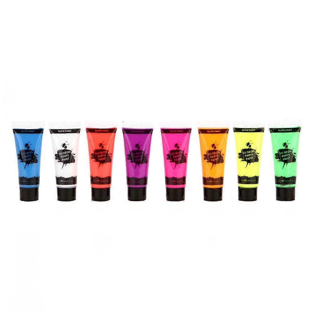 8 Pack Washable Luminous Face Paint Safe, Non Toxic Bodypaint for Parties, & Festivals Bright Colors, Easy Application