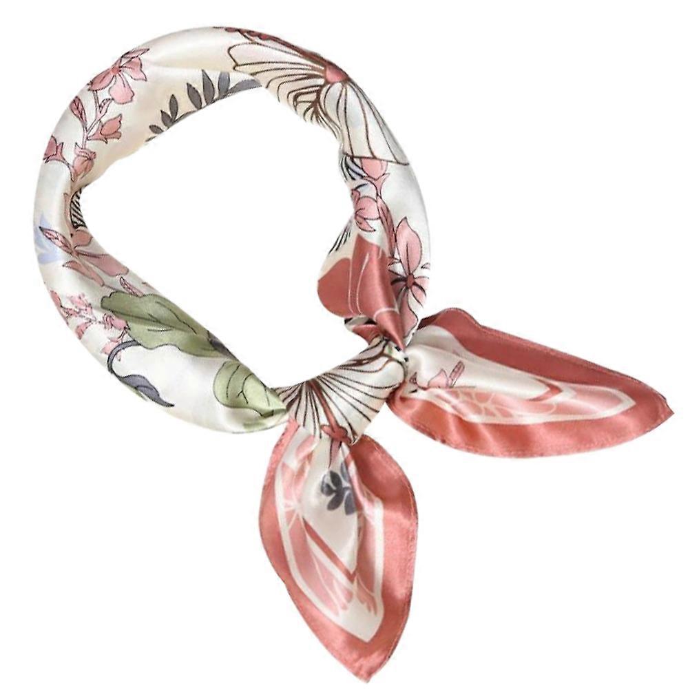 Small Silk Scarf Flower Printed Square Neckerchief for Decoration 1Pcs