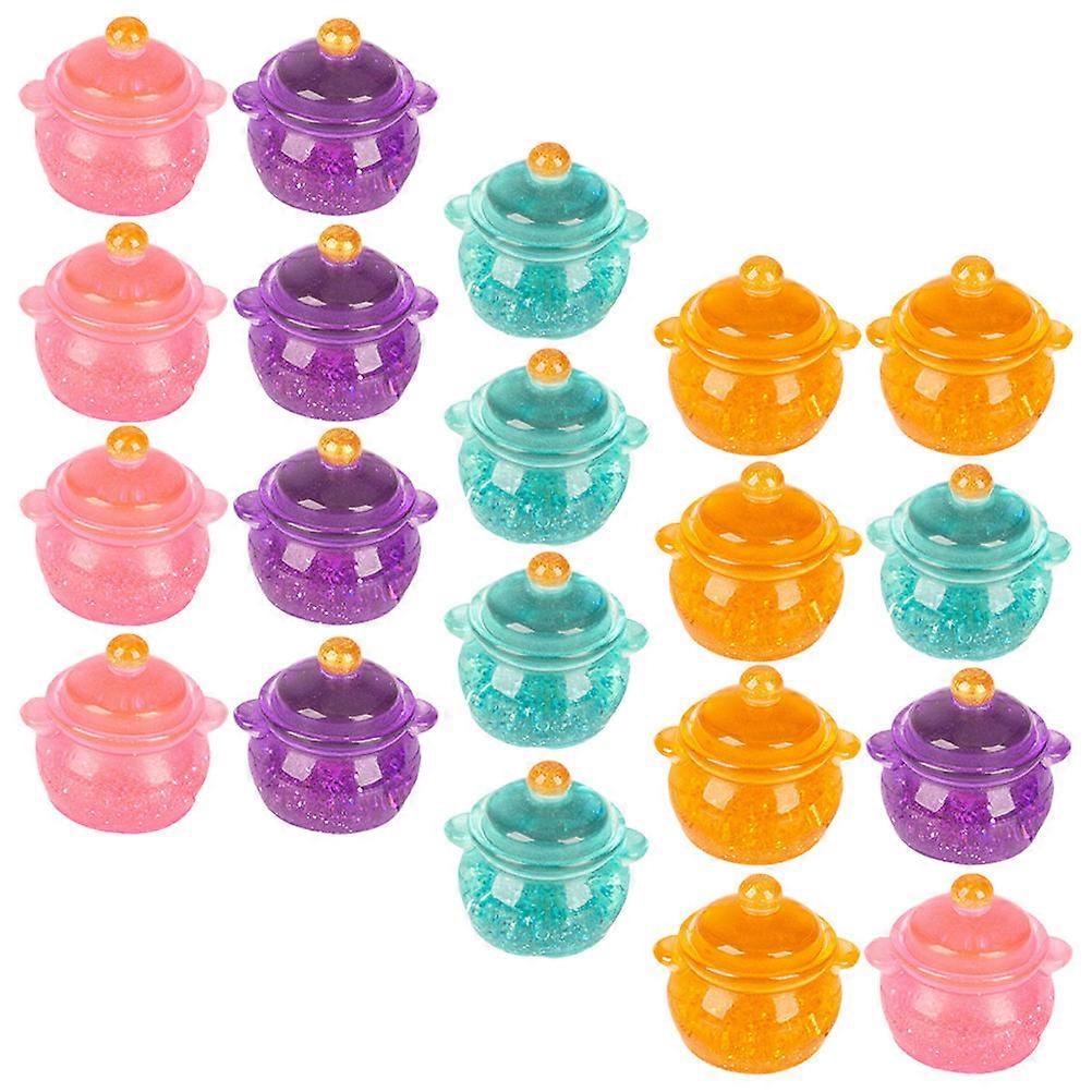 20Pcs Miniature Pot Set Assorted Color Resin Material for Dollhouse Decoration