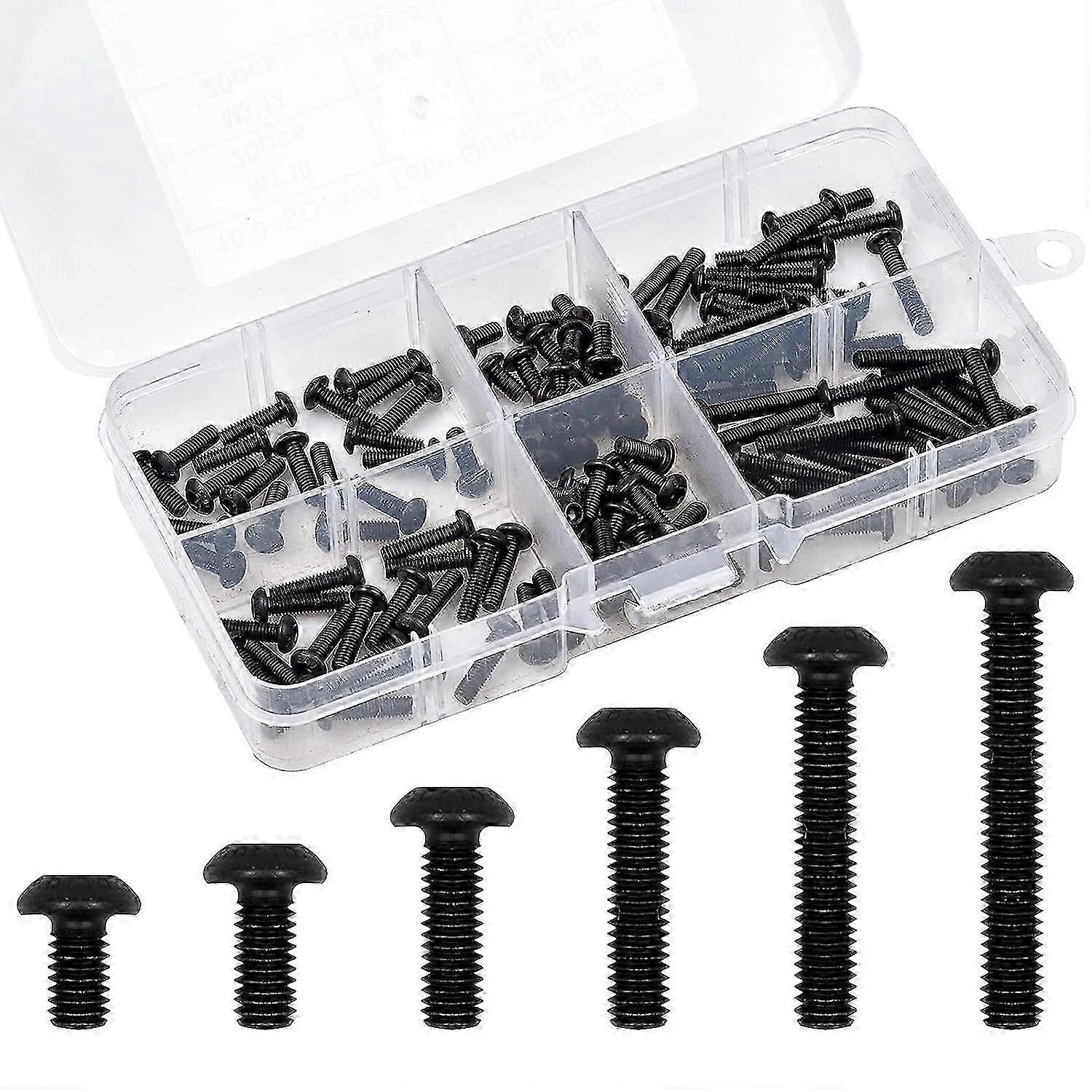 120 Pieces M3 Hexagon Socket Screws, Carbon Steel Screws, Machine Screws M3