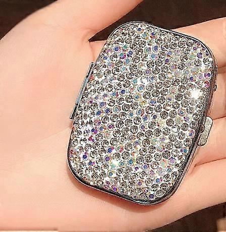 Portable Mini Pill Organizer with Elegant Rhinestone Design, Compact Travel Medicine Case for Daily Use, Multi-Compartment Pill Box for Vitamins and S