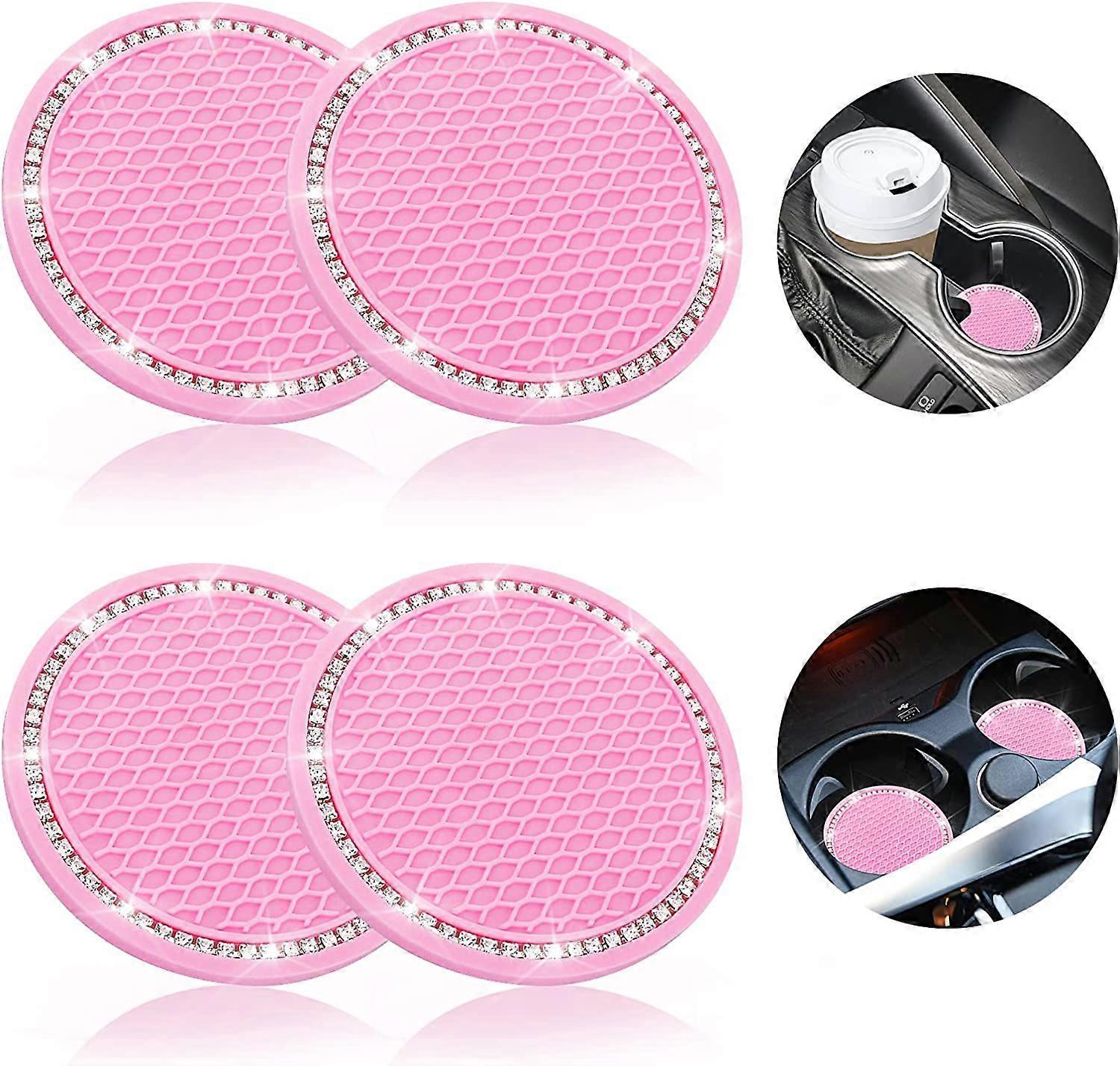Pink Rhinestone Car Coaster - 4-Pack Holder Inserts (4pcs)