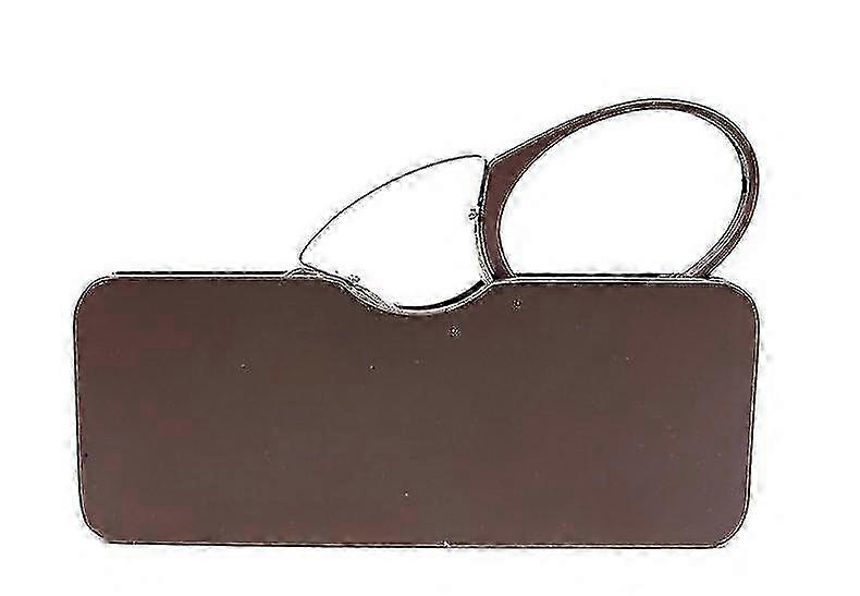 Ultralight Reading Glasses Without Arms with Universal Pod Case - 200 Power - Brown Frame