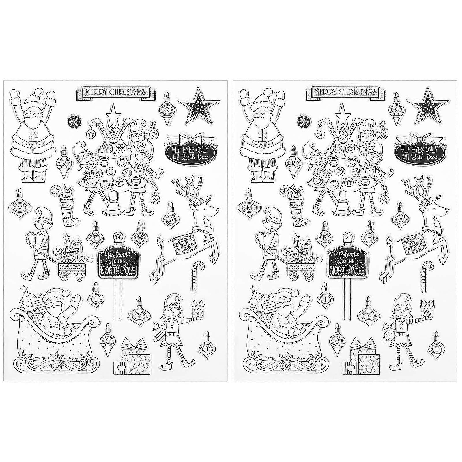 GPB 2 Sets Christmas Silicone Clear Stamp for Photo Albums Cards DIY HandMade Decoration
