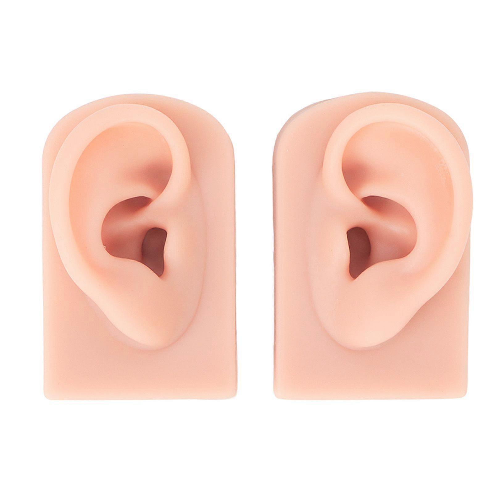 1 Pair Silicone Ear Model Flexible Soft Reusable Simulated Human Skin Silicone Piercing Model Light Skin Color