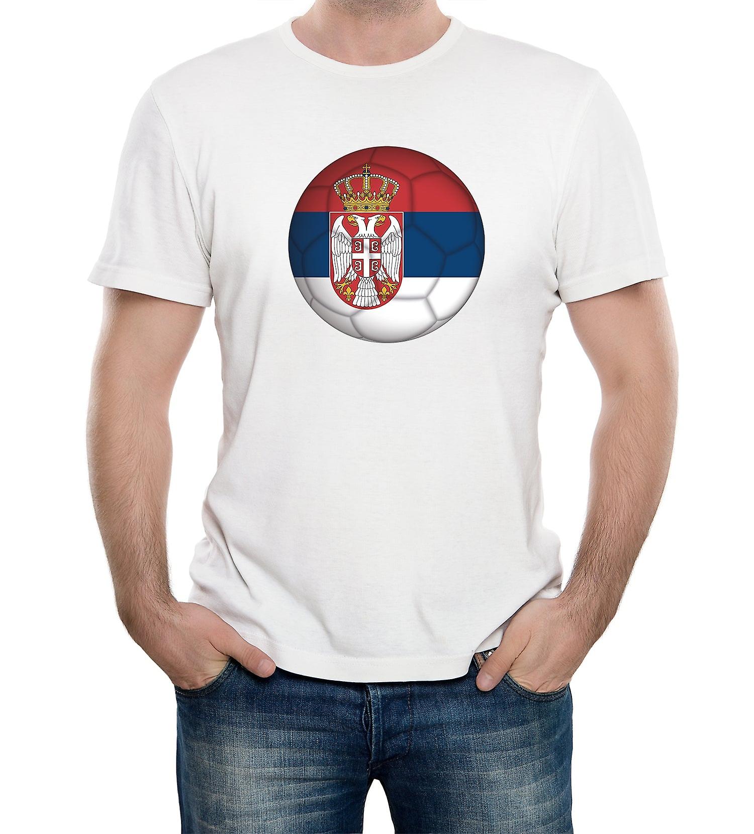 リアリティグリッチセルビアサッカーサポーターメンズTシャツ