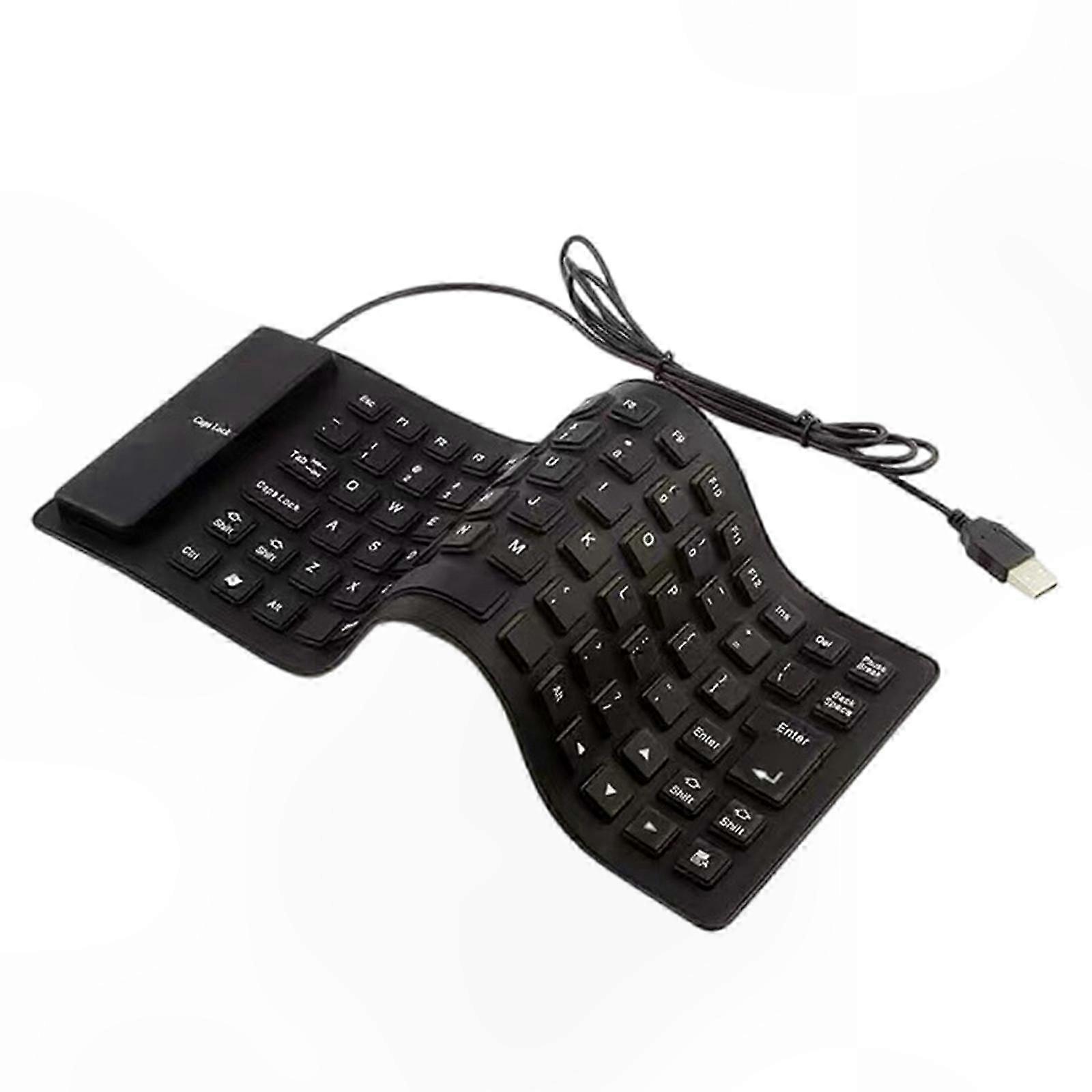 Silicone Flexible Keyboard with 85 Keys, Foldable USB Wired Design for PC Laptop Notebook, Quiet Soft Keypad (Pink)