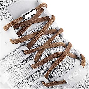 Veeki Brown Elastic No Tie Shoe Laces For Adults,Kids,Elderly,System With Elastic Shoe Laces(5 Pairs )