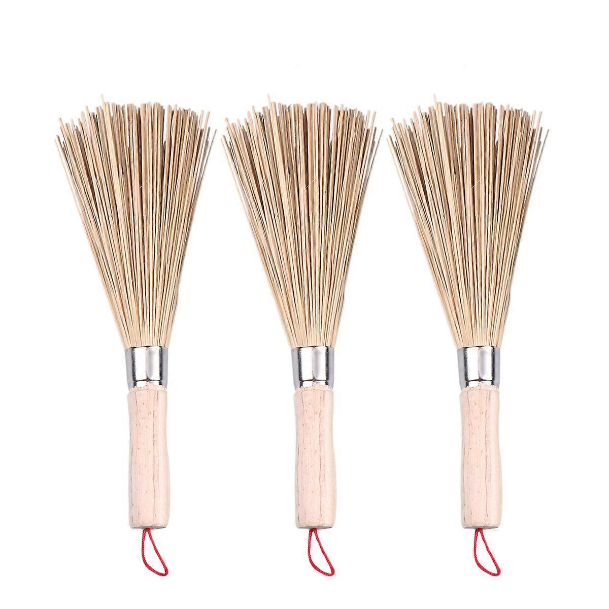 Bamboo Cleaning Brush Wok Cleaning Whisk for Kitchen Use 3Pcs Set