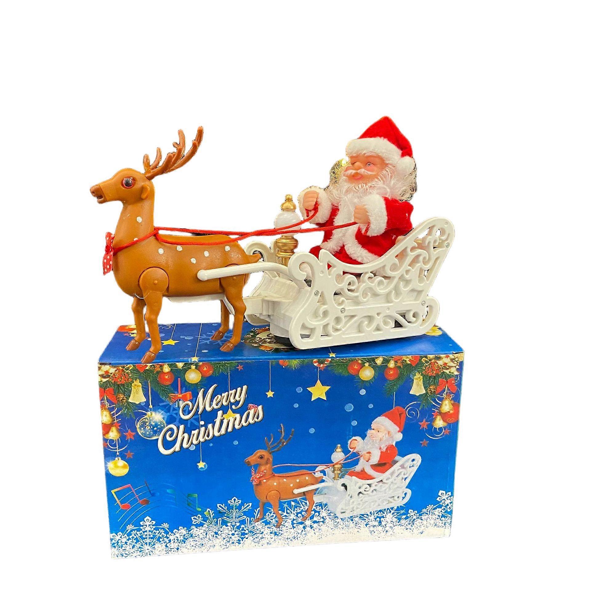 Electric Santa Claus Reindeer Cart, Brightly Colored and Handmade for Assembly, Creating a Christmas Atmosphere