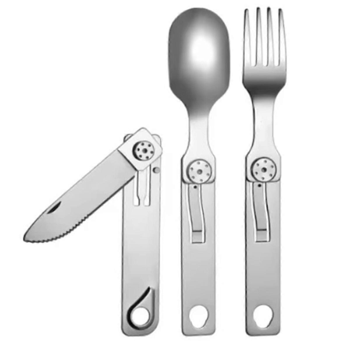 3 in 1 Knives and Fork Spoon Outdoor Tableware Set Stainless Steel Camping Field Portable Exquisite Tableware