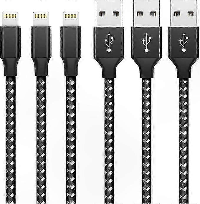 3-Pack Nylon Braided Fast Charging Cables, 3ft/1m Sync Charger Cords for Multiple Devices
