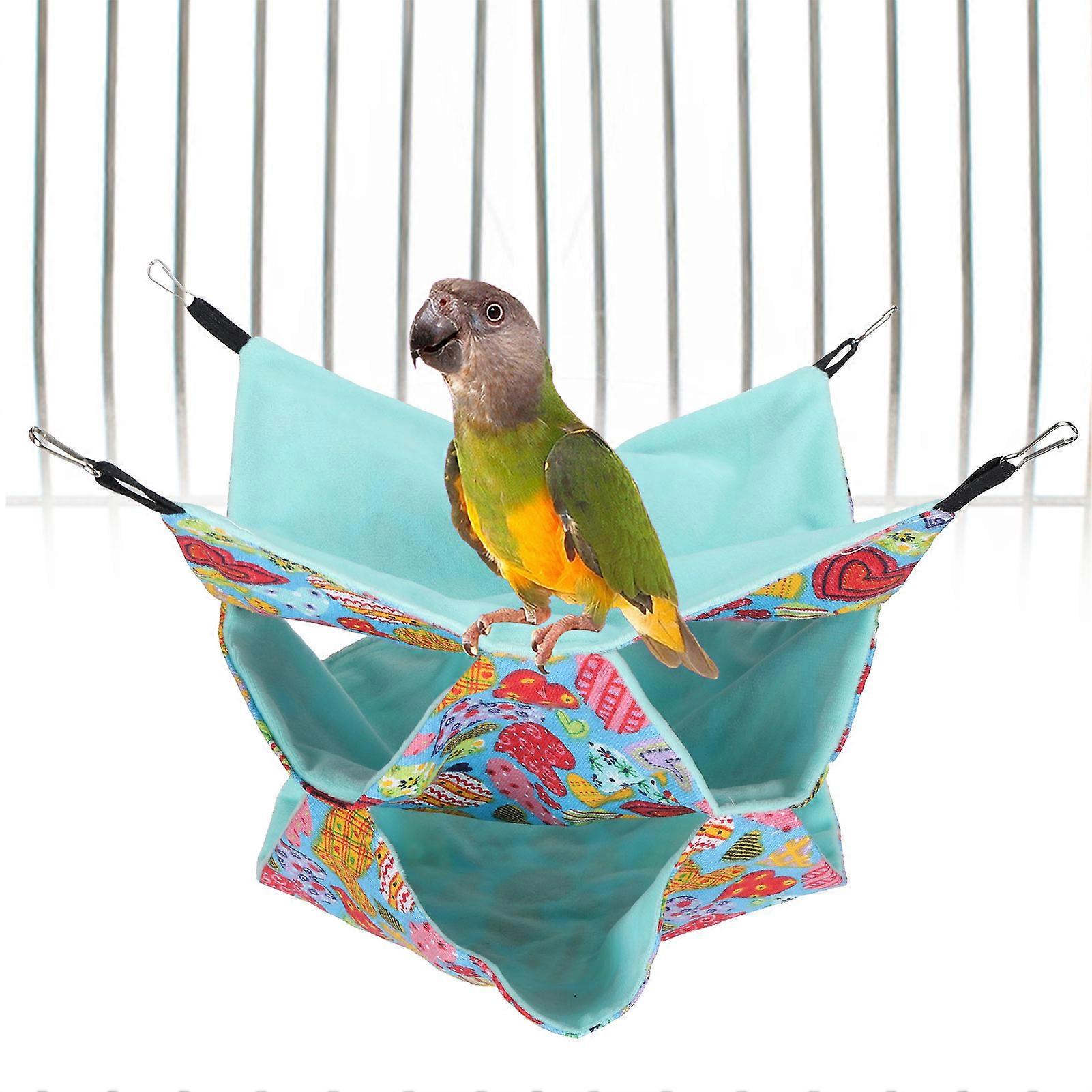 Small Pet 3-Layer Hanging Hammock Bed, 30x30cm, Green